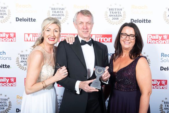 Lorraine Barnes Burton from the British Travel Awards; Nick Caunter, Managing Director of Airport Parking and Hotels; and Amanda Churchill from the British Travel Awards.