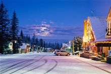 Government Camp, a snowy alpine village on Mount Hood