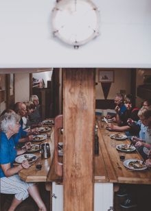 Guests dining on board Pilgrim