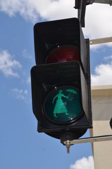 World-first Mary Poppins pedestrian lights in Maryborough feature a silhouette of the famous nanny.