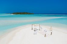 Destination wedding on a sandbank
