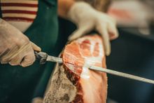 Slicing dry-cured Prosciutto 