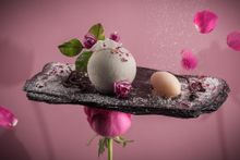 InterContinental Hong Kong NOBU - ROSE LYCHEE MOUSSE  PEAR JELLY, LYCHEE SORBET