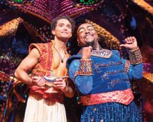 Aladdin (Matthew Croke) & Genie (Trevor Dion Nicholas) Friend Like Me pose - photo by Johan Persson
