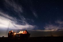 Ranchlands Camp, Colorado, located on Chico Basin Working Ranch, dining under the stars