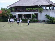 The recently opened bowling club with the clubhouse in the background - low res