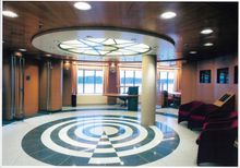 The modern and striking main foyer on board Spirit of Tasmania I and II.