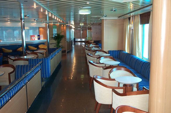 Sit back with your cup of coffee and enjoy the view of the ocean as you sail via the east coast and across Bass Strait