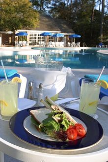 Chicken Sandwich and Lemonade at Pool 