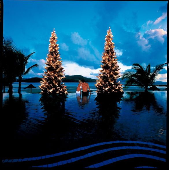 Beach Club Pool with Xmas Trees