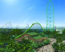 The Golden Kingdom featuring the massive Kingda Ka, Balin's Jungle Land and Temple of the Tiger.