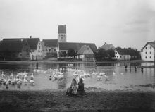 Bad Gögging um 1920. Wo einst die Gögginger an der Abens ihre Gänse hüteten, verbringen heute Urlauber und Einheimische ihre freie Zeit. 