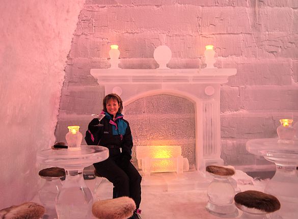 Drinking a martini in an ice glass in front of the ice fire provides the perfect chill.
