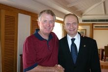 From left : Former US Vice President Dan Quayle and Westin Resort General Manager Akram Touma at the Presidential Suite 