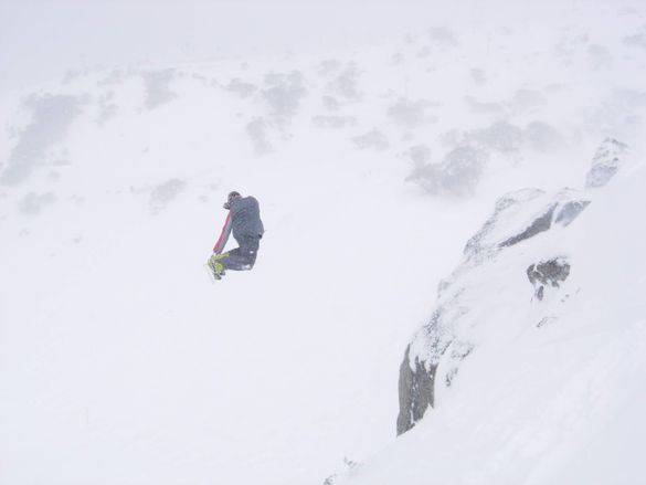 Getting massive air with a soft landing at Perisher Blue. Pic credit Christie Dowling