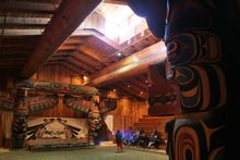 Guests visiting the big house at Klemtu in Kitasoo-Xai'Xais territory in the Great Bear Rainforest.