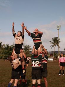 Rugby match at Wettengel Rugby Field, Dededo, Guam USA