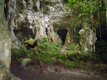 Actual limestone cliff and caves at the Wildlife Refuge