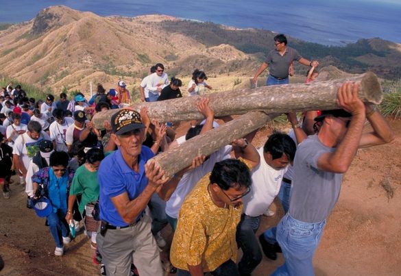 Annual Easter Procession up Mt. Lamlam in Guam, USA
