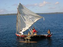 An outrigger canoe from the island of Satawal