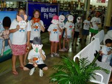 Children show off their homemade scary Halloween masks