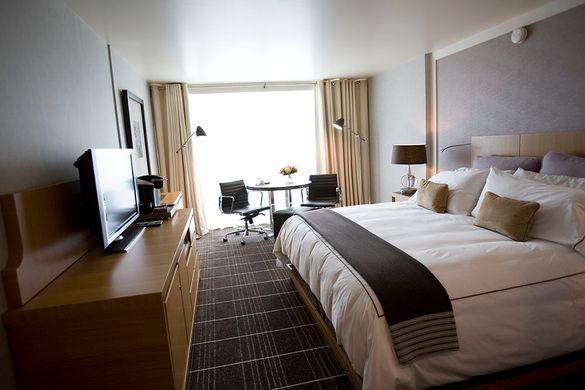 A guest room at The Colonnade Hotel.