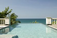 Panoramic views from the pool deck of each villa at Trisara