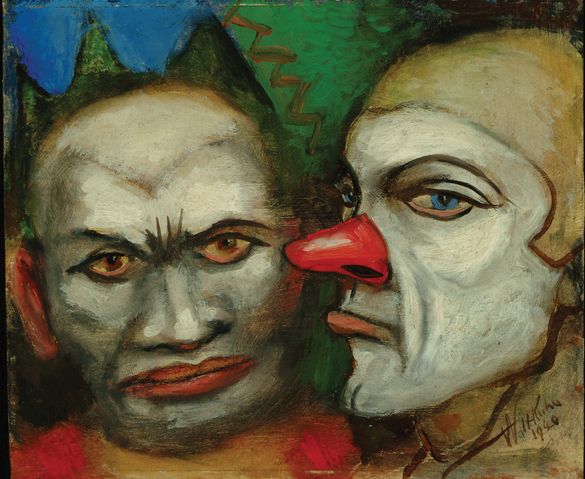 Two Clowns, 1940. Walt Kuhn (1877-1949). Oil on Masonite, 9 1/2 x 11 1/2 inches. Gift of Johannes R. and Betty P. Krahmer, 2005