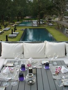Dining in pool view