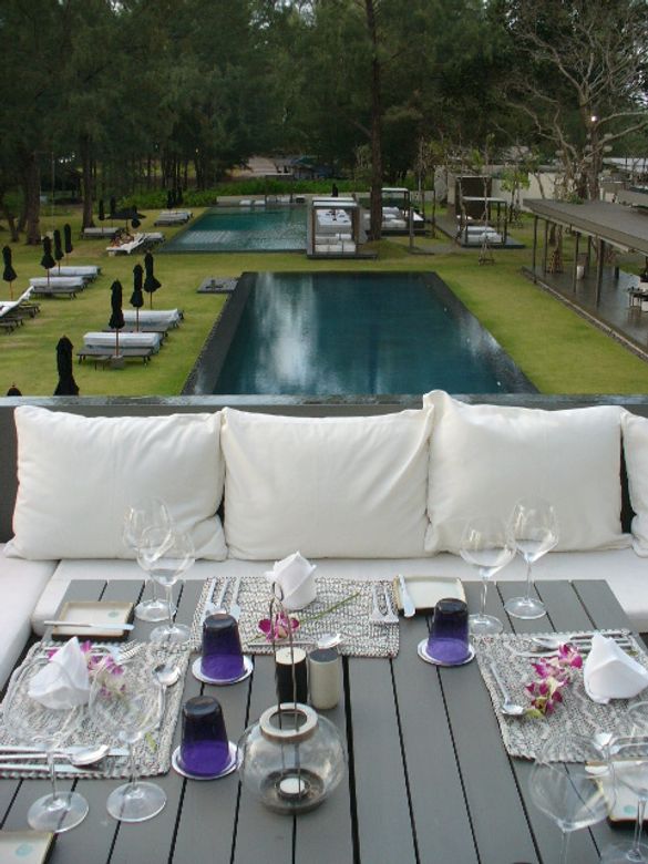 Dining in pool view