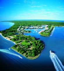 Aerial of Couran Cove Island Resort