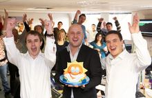 Cheering team from L - R Jamie Shuker, marketing director, Jason Fry, managing director & Gareth Hockey, online marketing manage