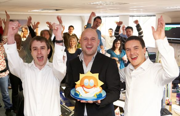 Cheering team from L - R Jamie Shuker, marketing director, Jason Fry, managing director & Gareth Hockey, online marketing manage