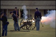 Cannon fire Fort Larned