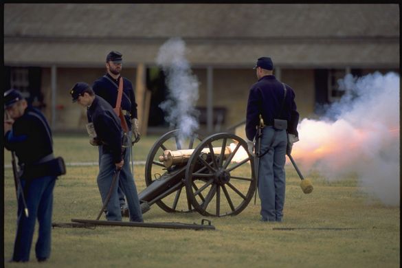 Cannon fire Fort Larned