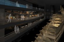 Tudor artefacts in context opposite the hull of the Mary Rose credit Pringle Brandon