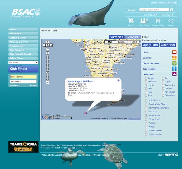 The new British Sub-Aqua Club (BSAC) website