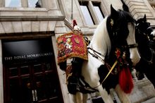 Trouper Harris of The Household Cavalry pose outside The Royal Horseguards to celebrate the re-launch of Guoman Hotels� The Roya
