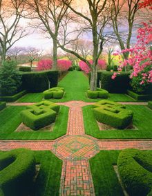 Formed of flowering crab apple trees, the Grand All�e in the Glen Burnie Gardens of Winchester�s Museum of the Shenandoah Valley