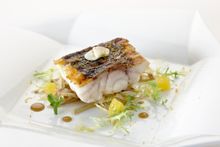 Grilled Seabass with Artichoke, Fennel and Fresh Orange Salad