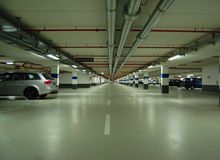 Internal view of Rheinauhafen Parking Tunnel. 