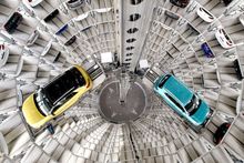 Inside view of one of Volkswagen's Autostadt Car Towers. 