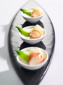 Egg custard with lobster medallions