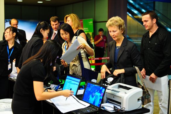 Bernadette Dennis (second from right) will return to WIT 2009 for the 5th time. Seen here registering at WIT 2008. 