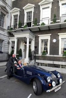 Jean-Claude Baumgarten (right), president of the WTTC arrives in style for the opening of The Travel Club in central London.  He