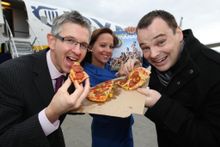 Taking a bigger slice of the market and celebrating more Italian services - Robin Tudor from Peel Airports, with Ryanair�s Liver