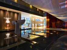 TOH Atrium Water Feature Evening View.