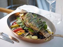 The Lighthouse restaurant and rooftop bar -Roasted Whole Seabass With Fresh Aromatic Herbs And Emulsion of Sicilian Lemons