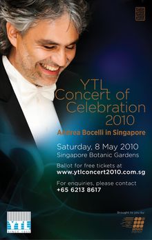 Andrea Bocelli, at the YTL Concert of Celebration 2010 