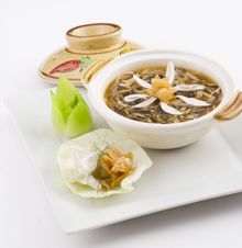 Braised snake soup with Wu Shan chicken julienne